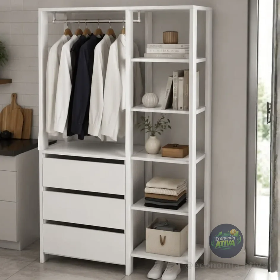 Closet 03 Gavetas Db001 Branco Pp Milani Store Branco