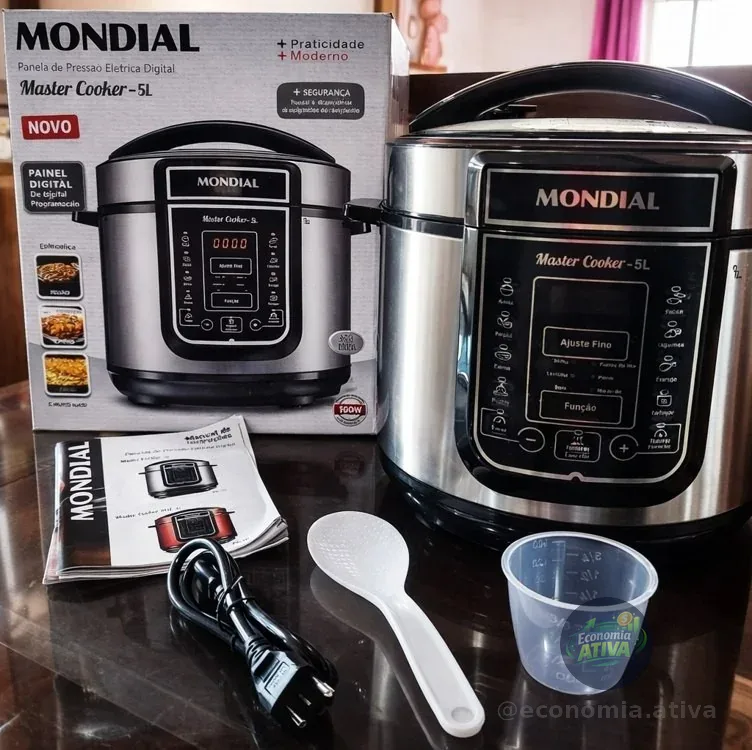 MONDIAL Panela de Pressão Digital, Master Cooker - 5L, 220V, Preto, 900W - PE-38