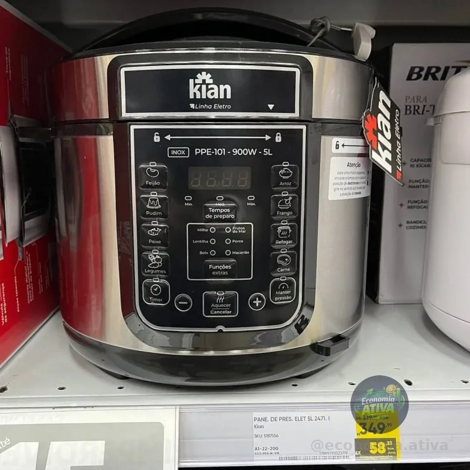 Panela De Pressão Elétrica 5 Litros Kian Inox PPE-101 127V