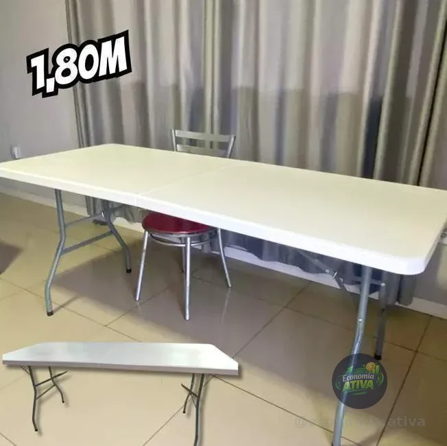 Mesa Dobrável Com 1,80m Alça Vira Maleta Portatil Camping