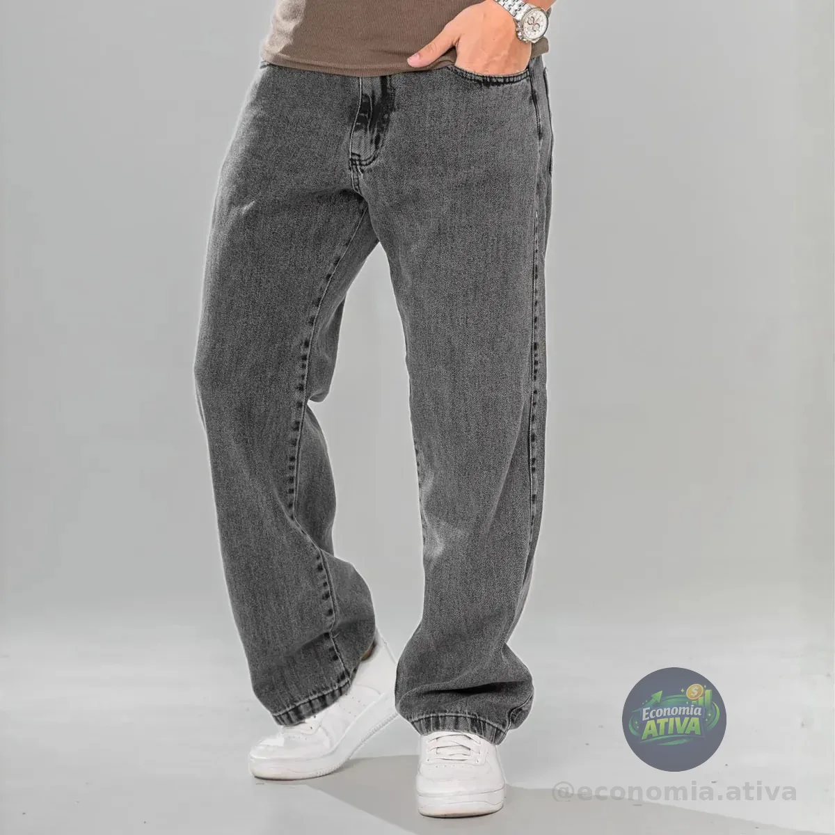 Calça Balão Jeans Streetwear Larga Bag
