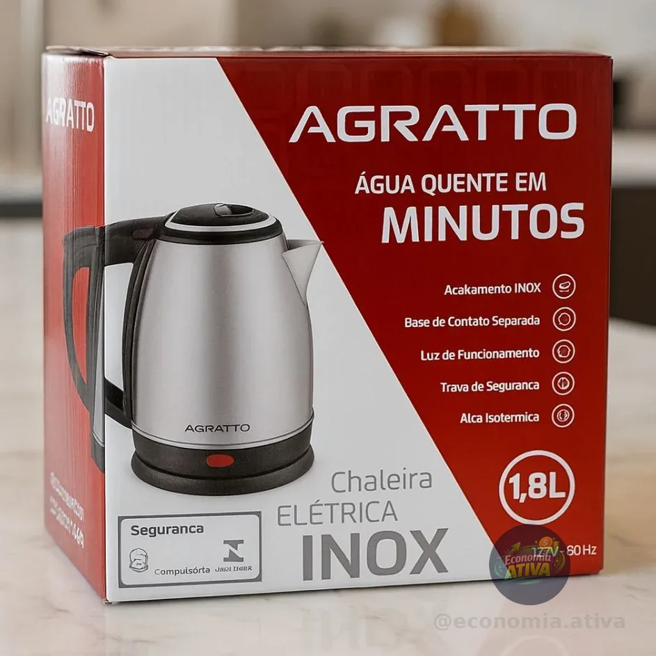 Agratto, 783, Chaleira Elétrica, 127v, Preto/Inox