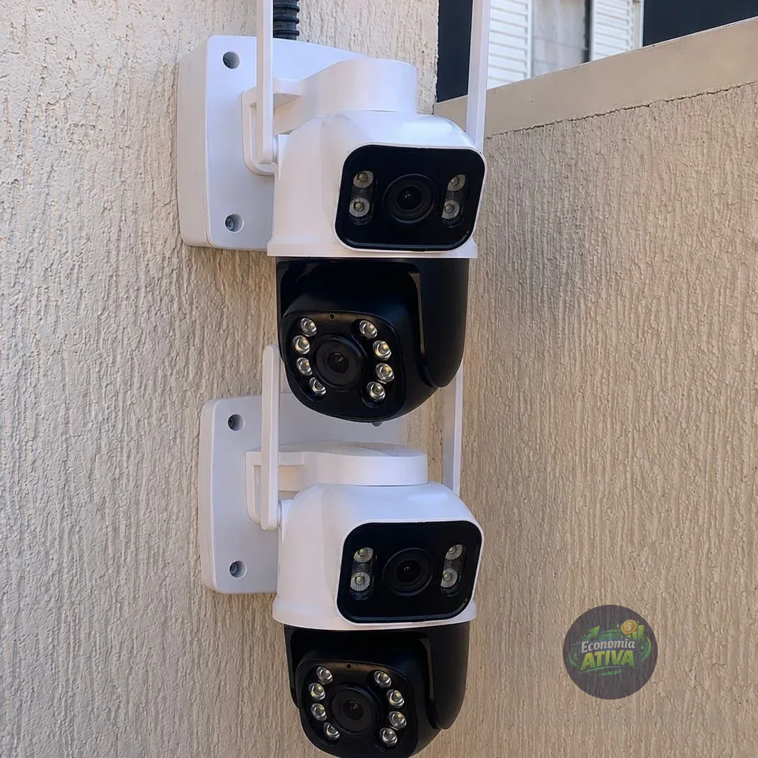 Kit 2 Câmera Wifi Externa A28 App Icsee Dupla Visão 3mp Prova Dágua Cor Branco