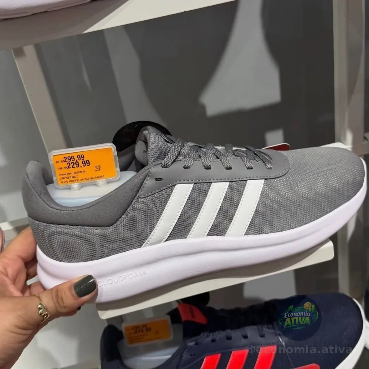 Tênis Adidas Lite Racer Masculino - Cinza+Branco