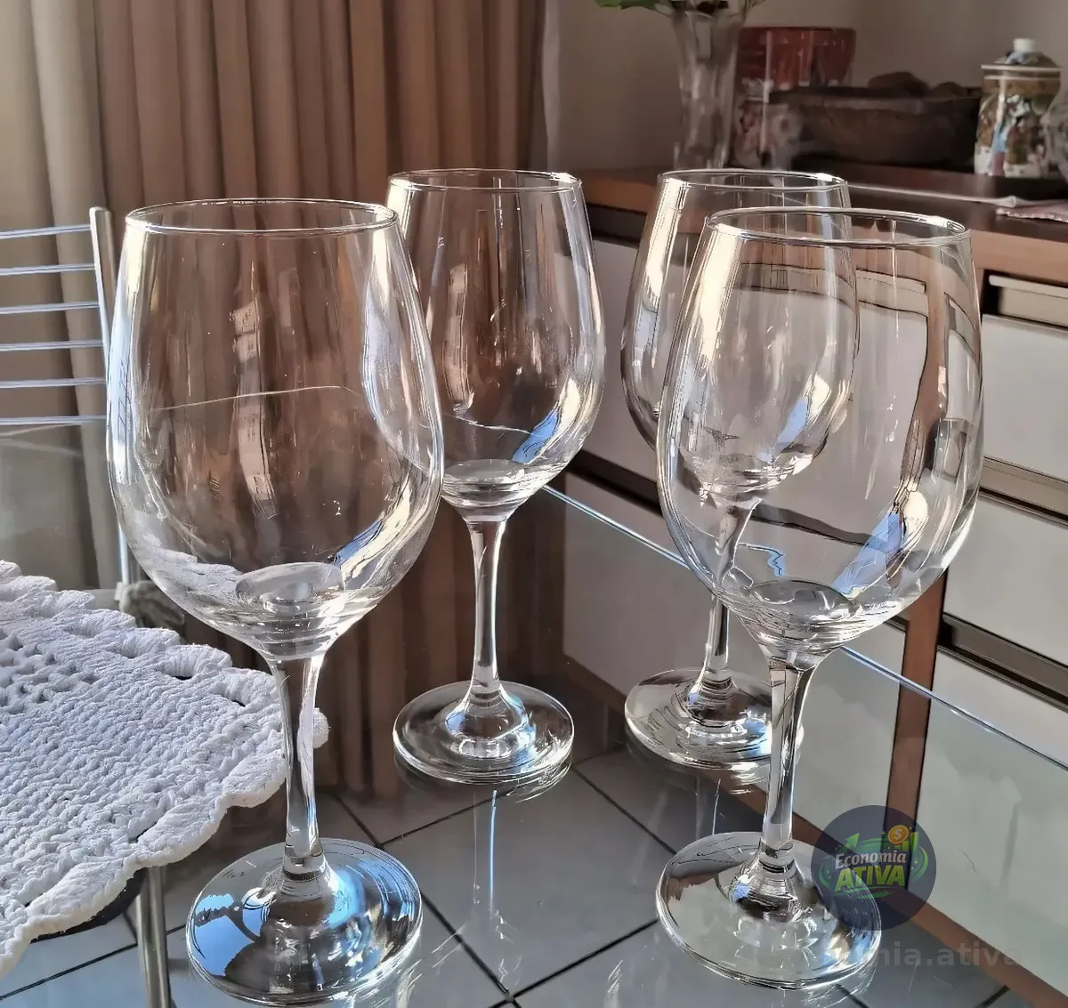 Jogo de Taças para Vinho Ruvolo de Vidro, 490 mL – Kit com 12 Peças