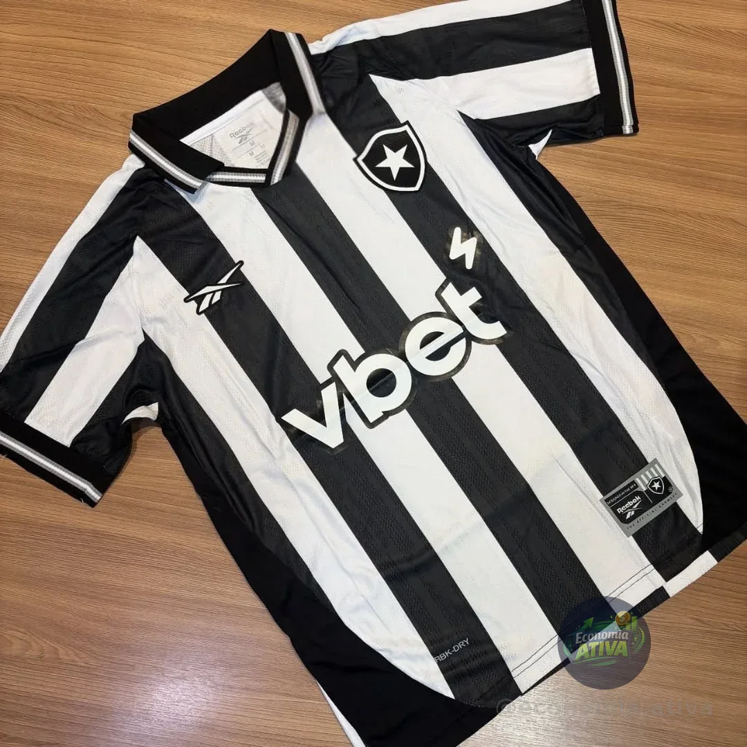 Camisa Botafogo I 25/26 s/n Torcedor Reebok Masculina - Branco+Preto
