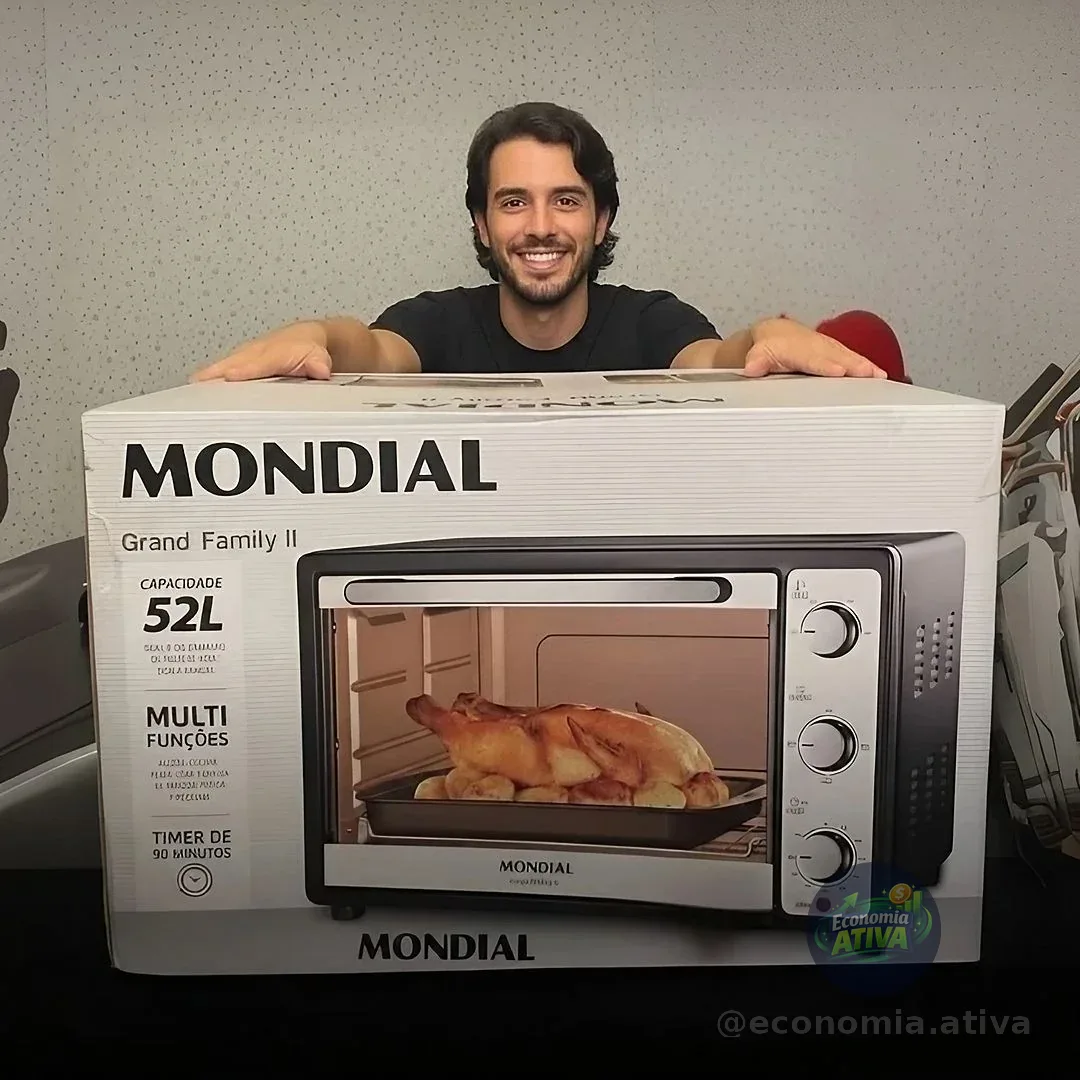 MONDIAL Forno Elétrico 52L Grand Family II, Preto/Inox, 1800W, 220V - FRN-52-B