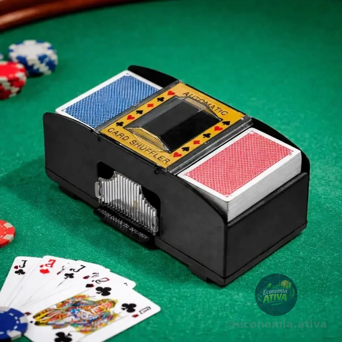 Embaralhador De Cartas Automático de Pilha Misturador Para 2 Baralhos Poker Truco