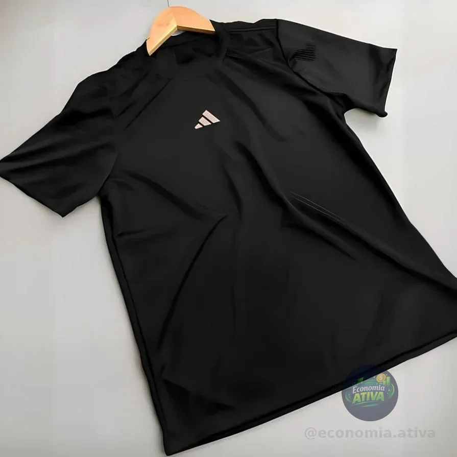 Camiseta Adidas Treino Básica Masculina - Preto+Branco