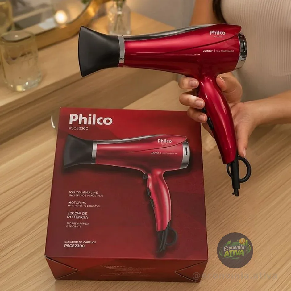 Secador De Cabelos 2200w Psc2300 Motor Dc Philco Cor Vermelho