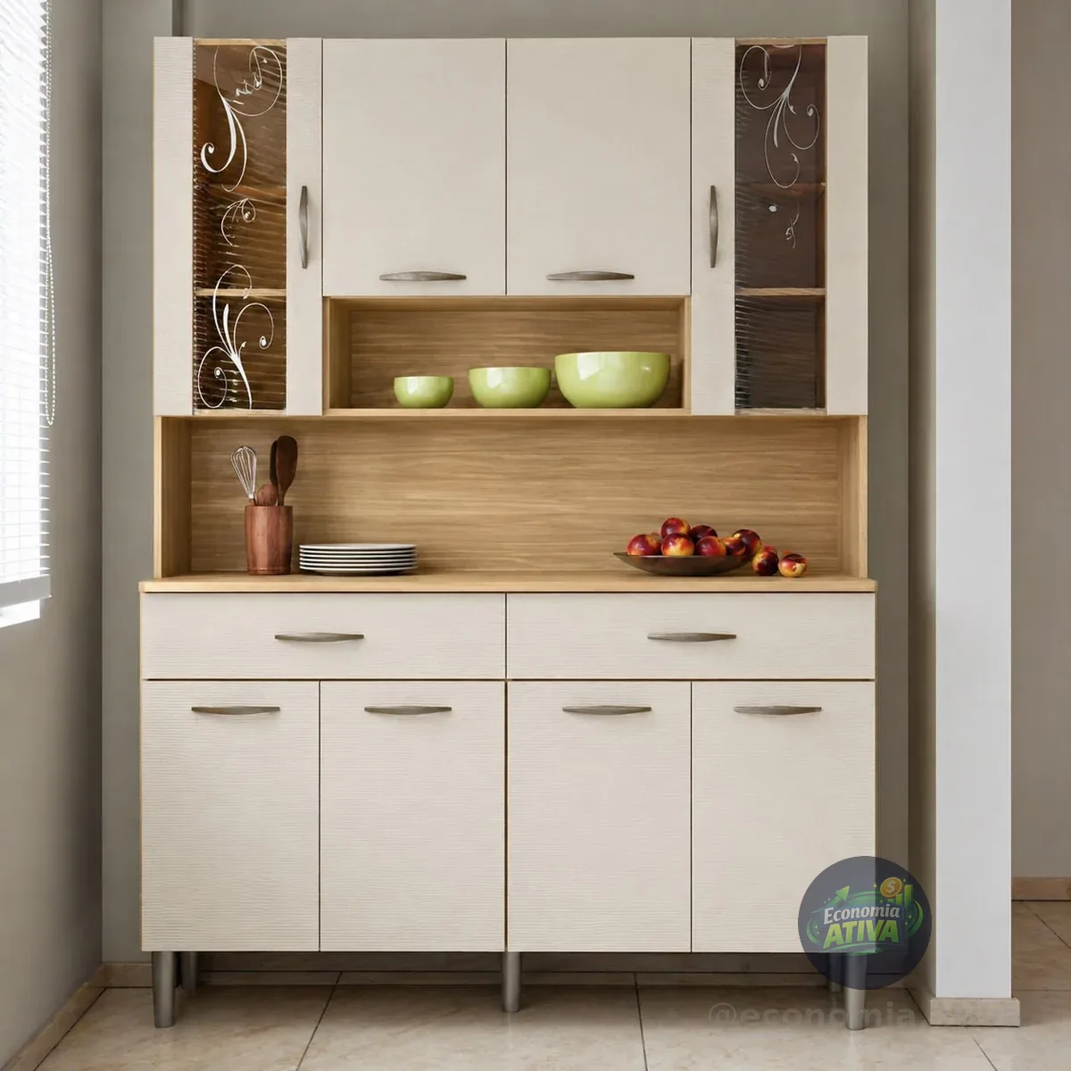 Armário De Cozinha 8 Portas 2 Gavetas Freijó/soft Ajwt