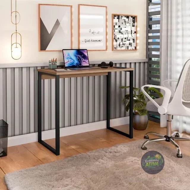 Escrivaninha Industrial Mesa Estudo Office Aço Mdf (7 cores)