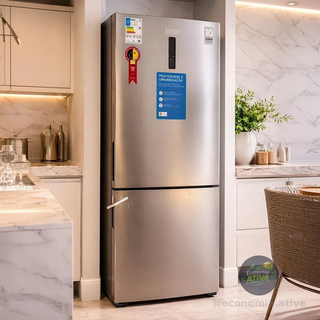 Midea Geladeira Inverse Frost Free 416L Inverter cor Inox Midea MDRB593FGD463 - Bivolt
