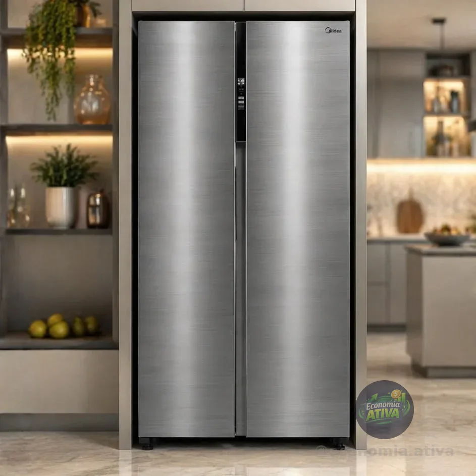 Geladeira Frost Free Side By Side 442L Cor Inox Midea MDRS598FGA041-127v
