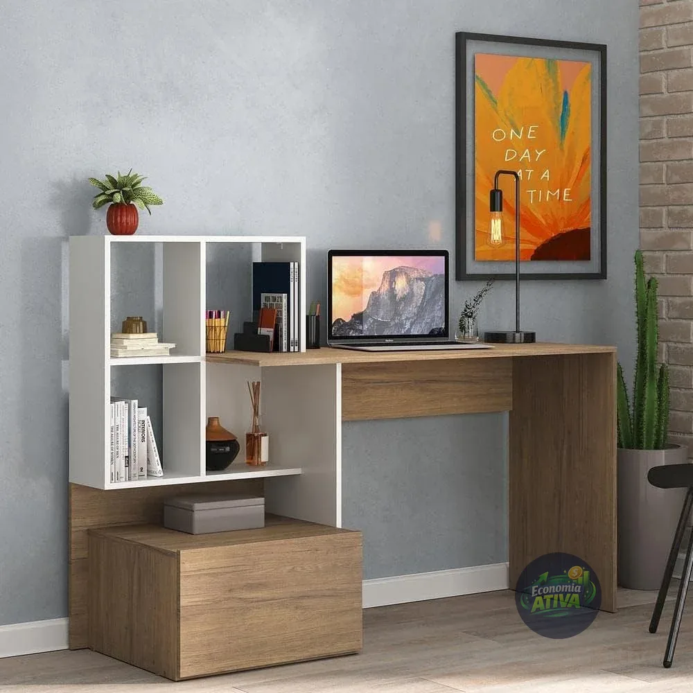 Mesa Escrivaninha Atlantis Multimóveis com Espaço para PC