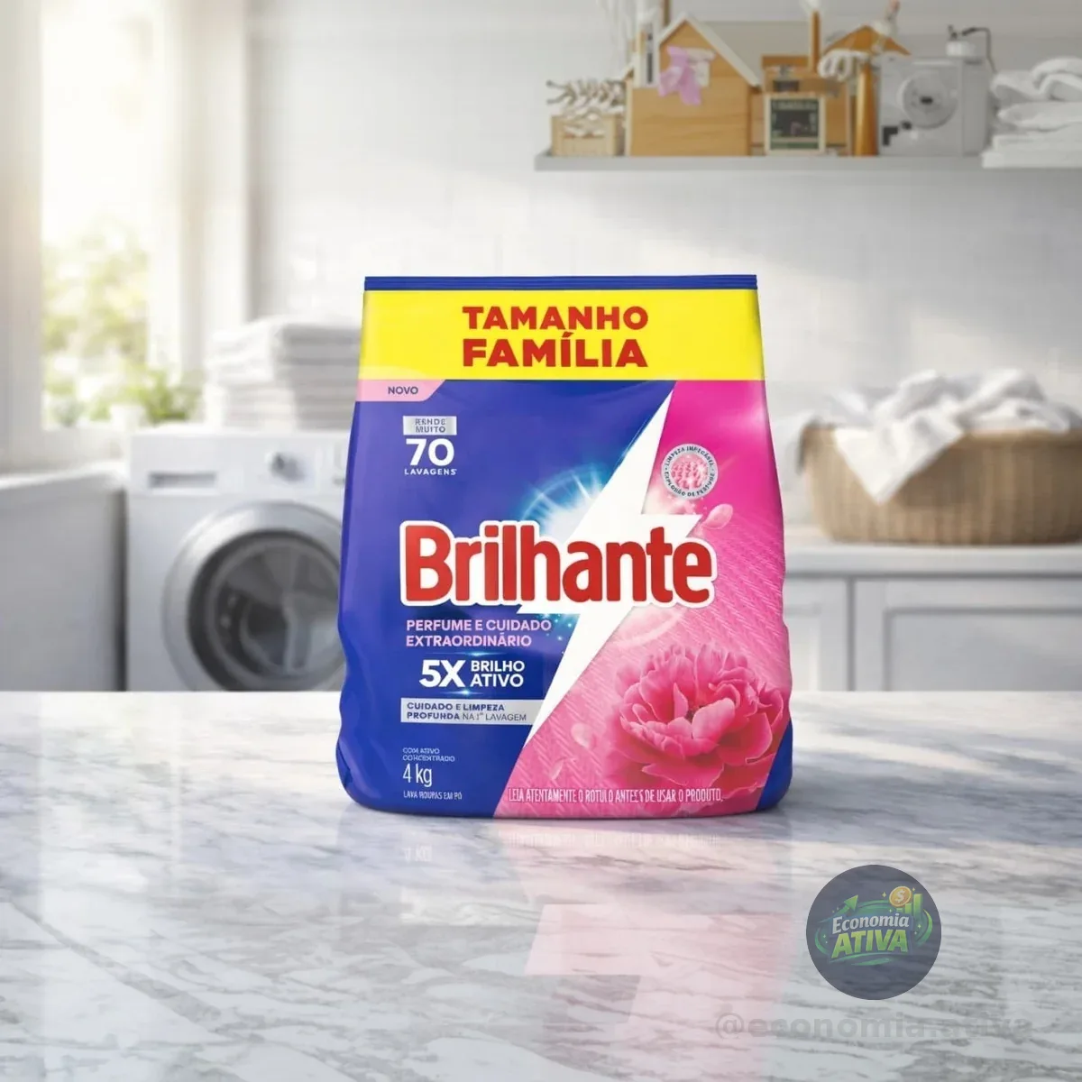 Brilhante Lava-Roupas em Pó Perfume e Cuidado Extraordinário Pacote 4kg
