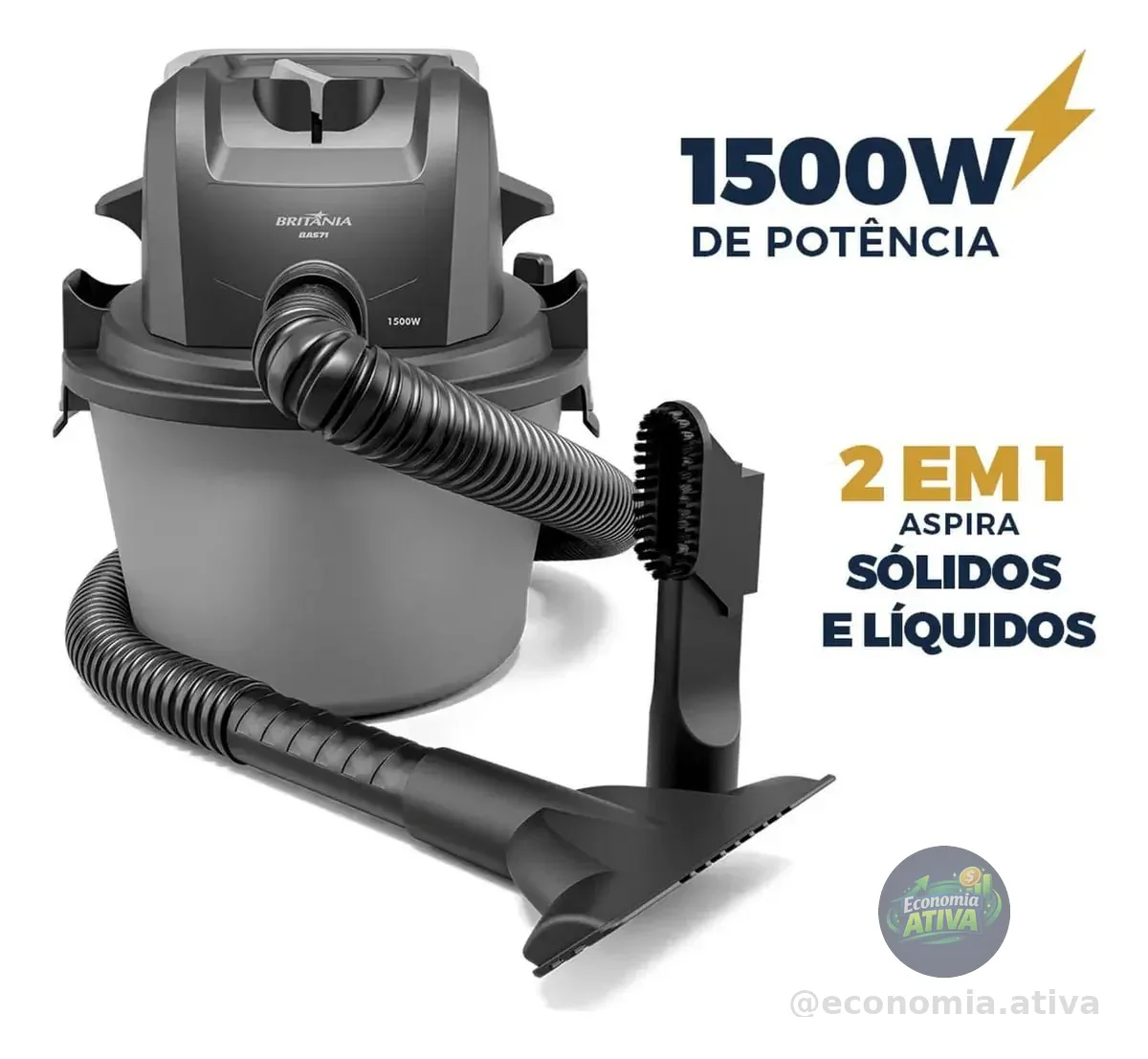 - Aspirador de Pó e Água Britânia 6L 1500W BAS71