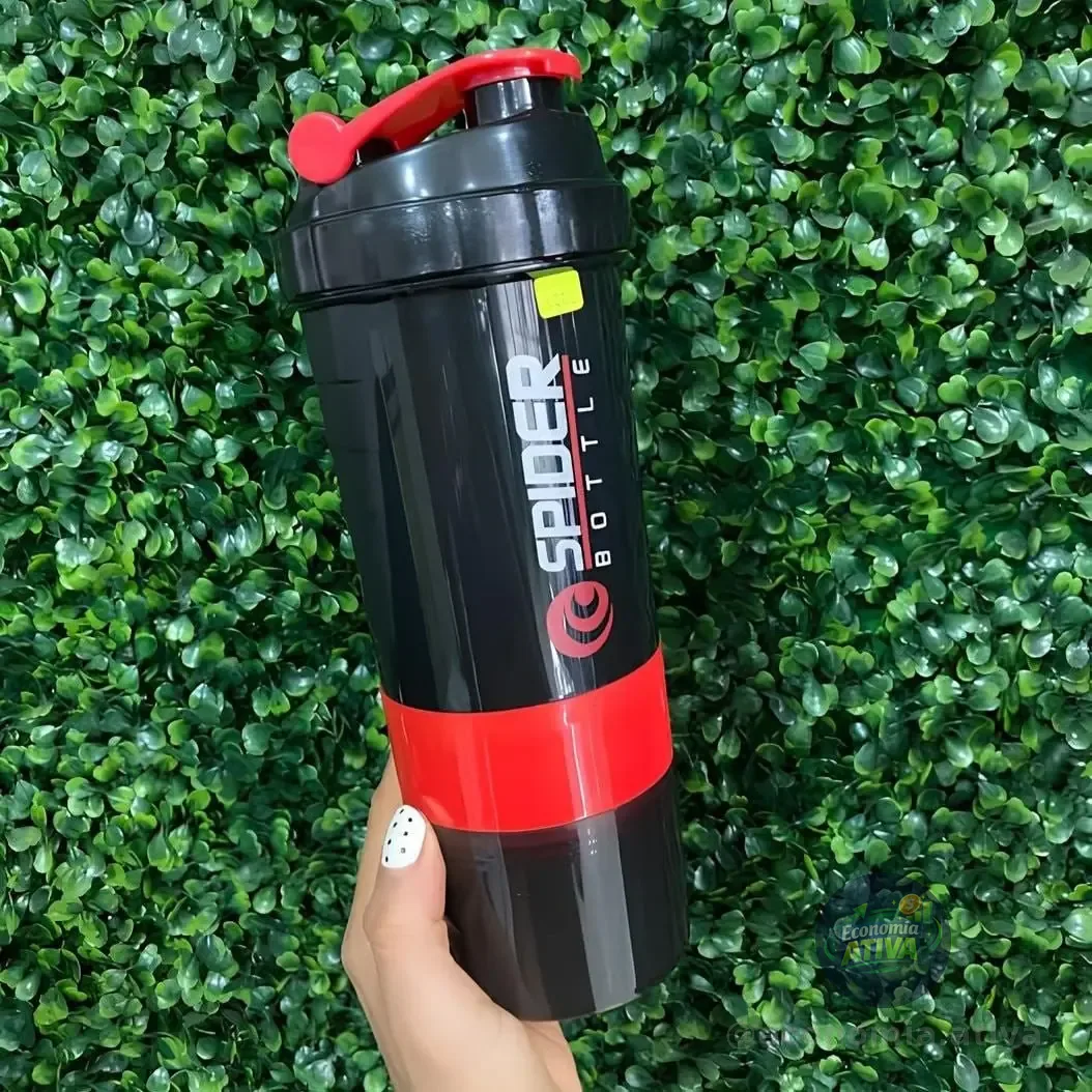 Coqueteleira Shake Academia C/ Compartimentos P/ Suplementos