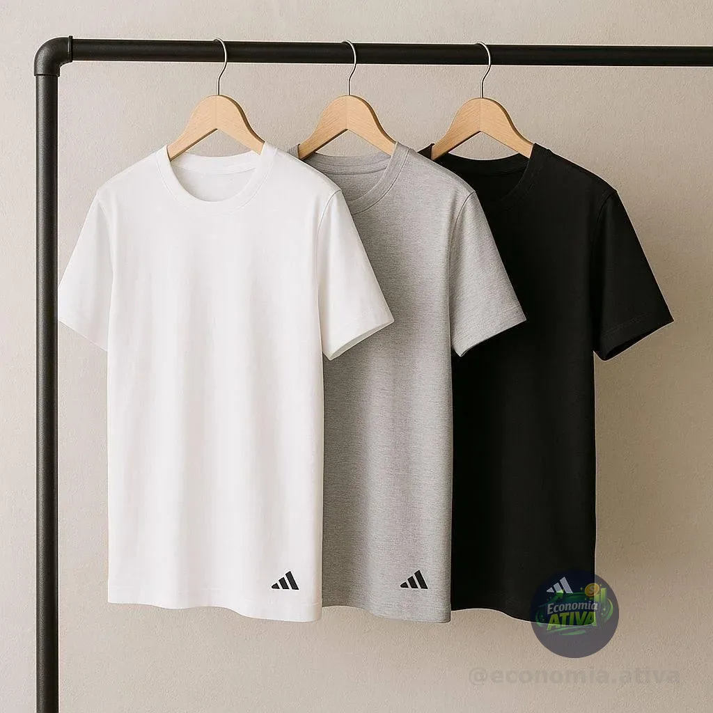 Kit Camiseta Adidas Básicas 3 Peças Masculino