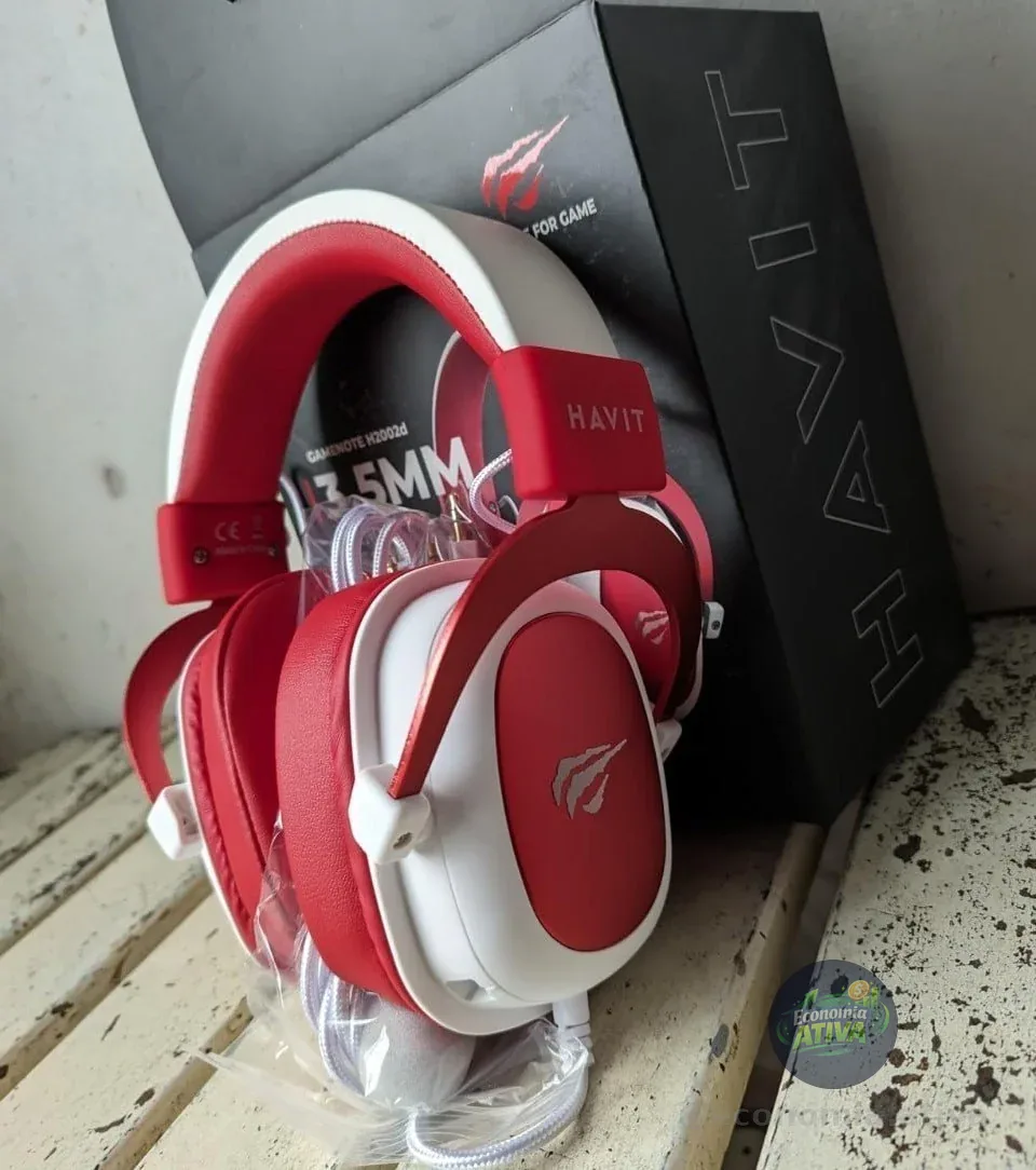 Havit Headphone Fone de Ouvido H2002d Red, Com Microfone