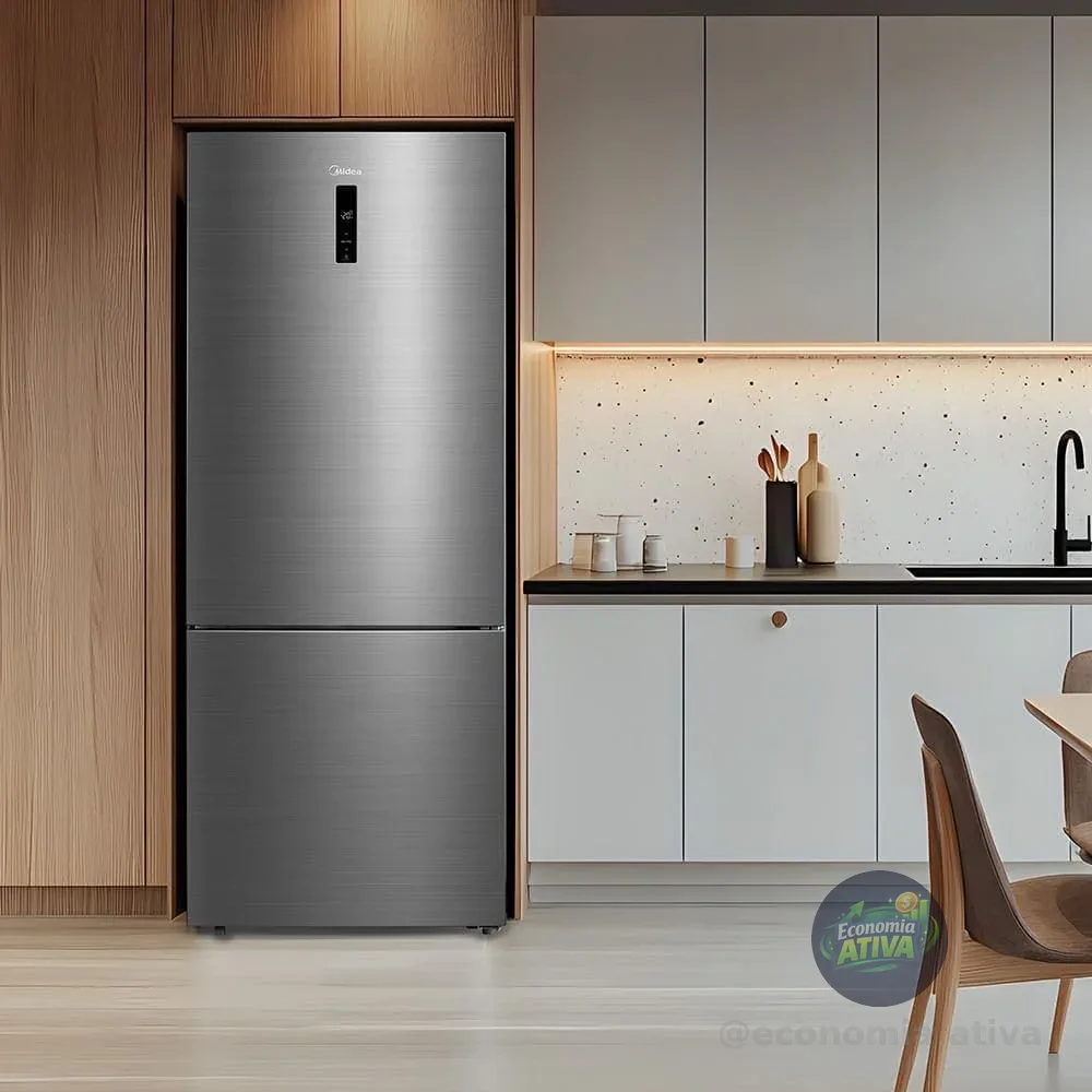 Geladeira Midea Inverse Frost Free Inverter Inox 416L Bivolt