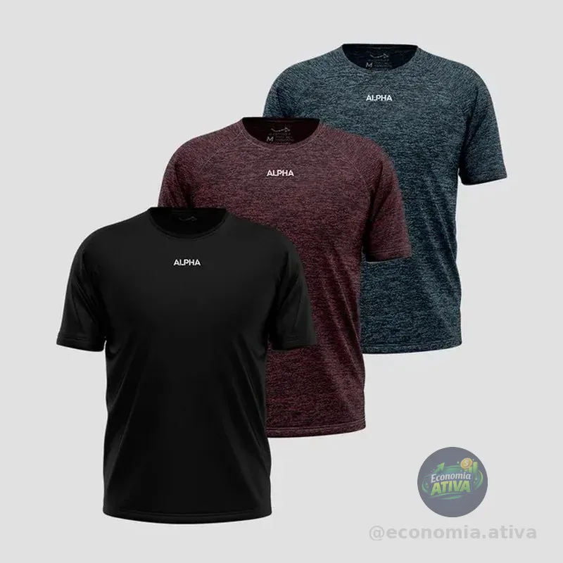 Kit 3 Camisetas Dry Alpha Masculina - Essential