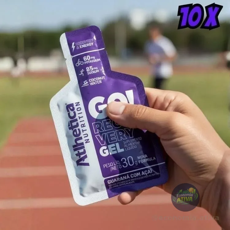 Go Energy Gel (10 Sachês) - Sabor Guaraná e Açai, Atlhetica Nutrition, Roxo