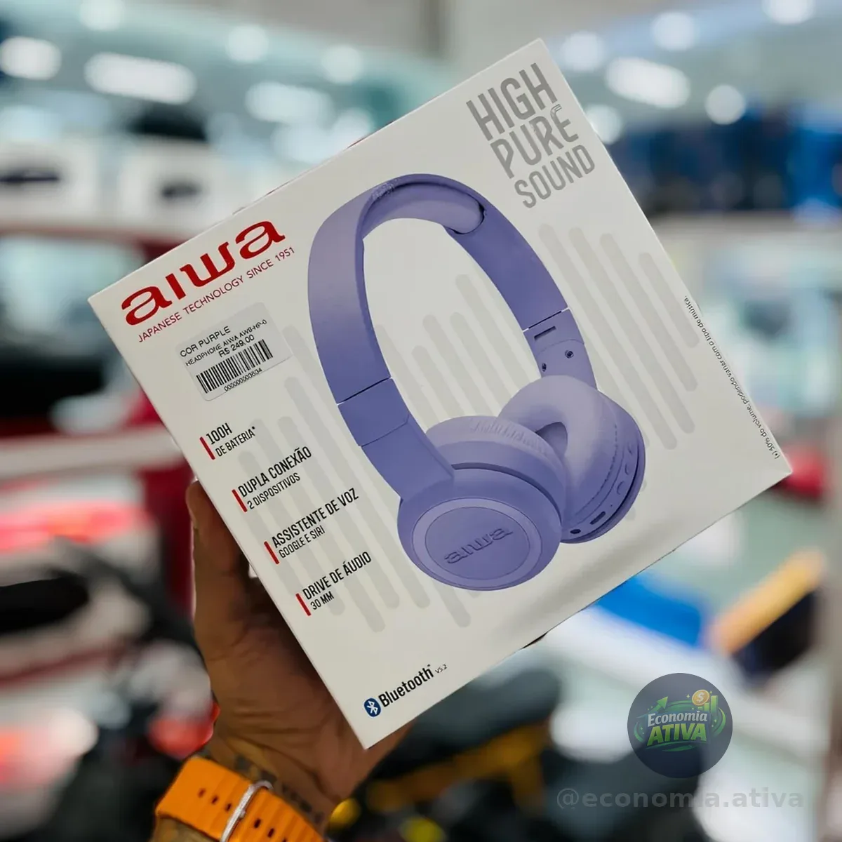 Fone De Ouvido Headphone Aiwa HP-03-P Bluetooth Drive 30mm