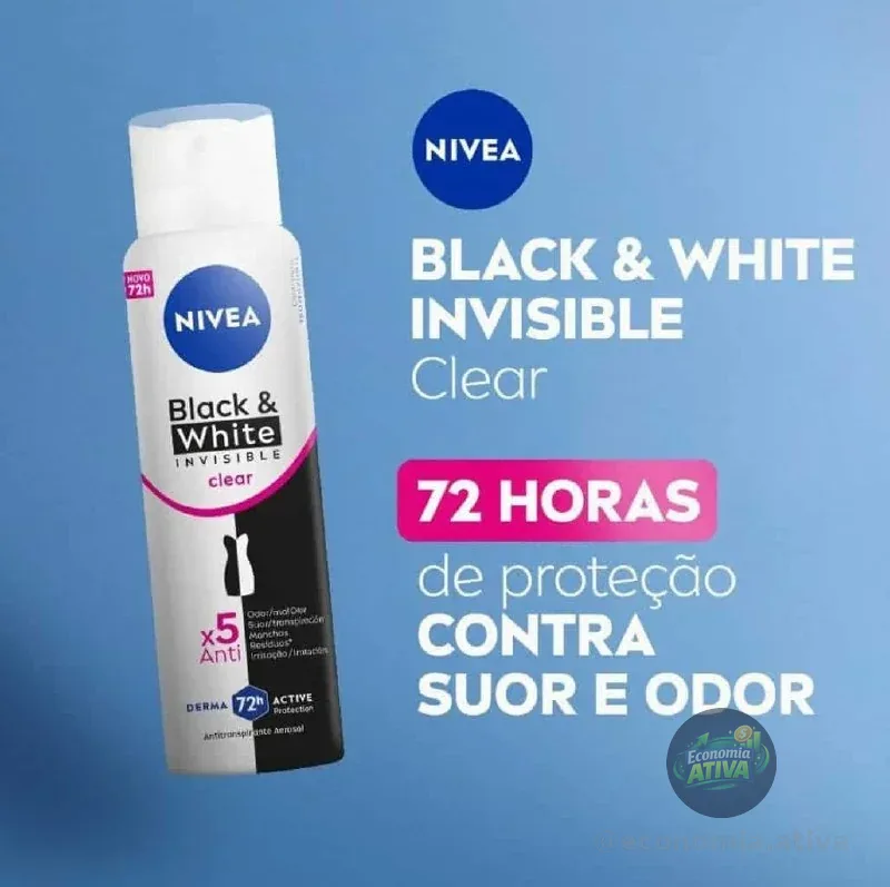 NIVEA Desodorante Antitranspirante Aerossol Invisible Black & White Clear 150ml