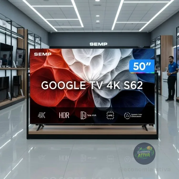 Smart TV 50" TCL 4K UHD LED 50S62 Google TV AiPQ Google Assistente 3 HDMI