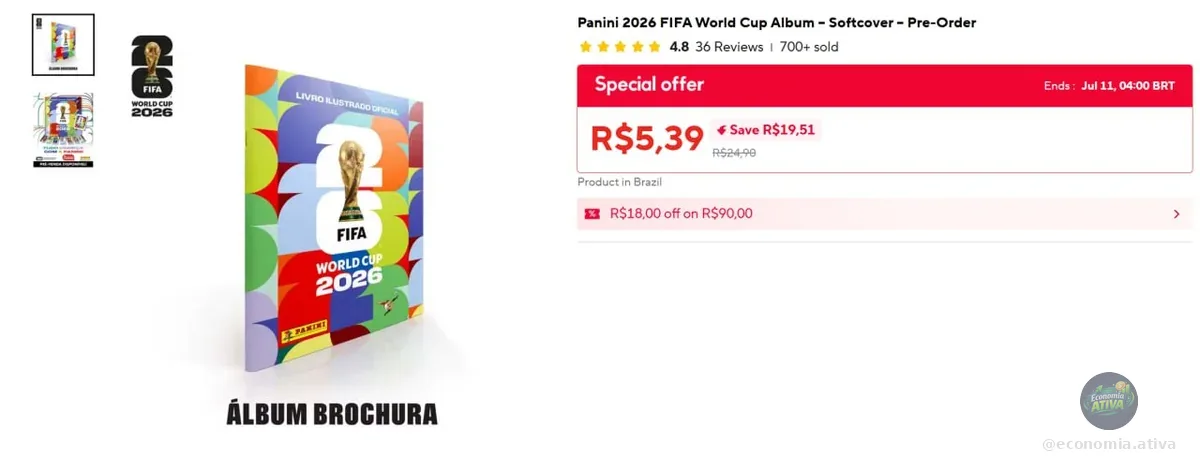 Álbum de Figurinhas Brochura Copa do Mundo FIFA 2026 EUA Panini Pré-Venda