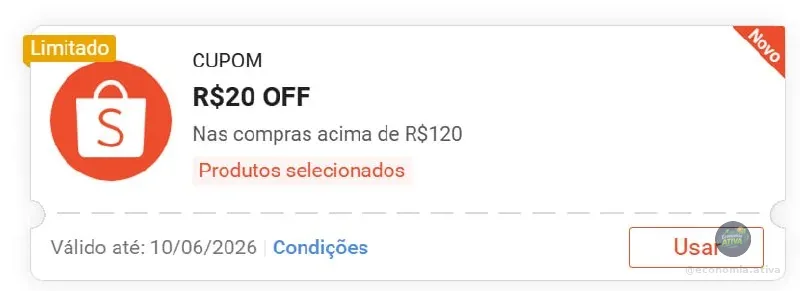 Cupom Shopee produtos selecionados!