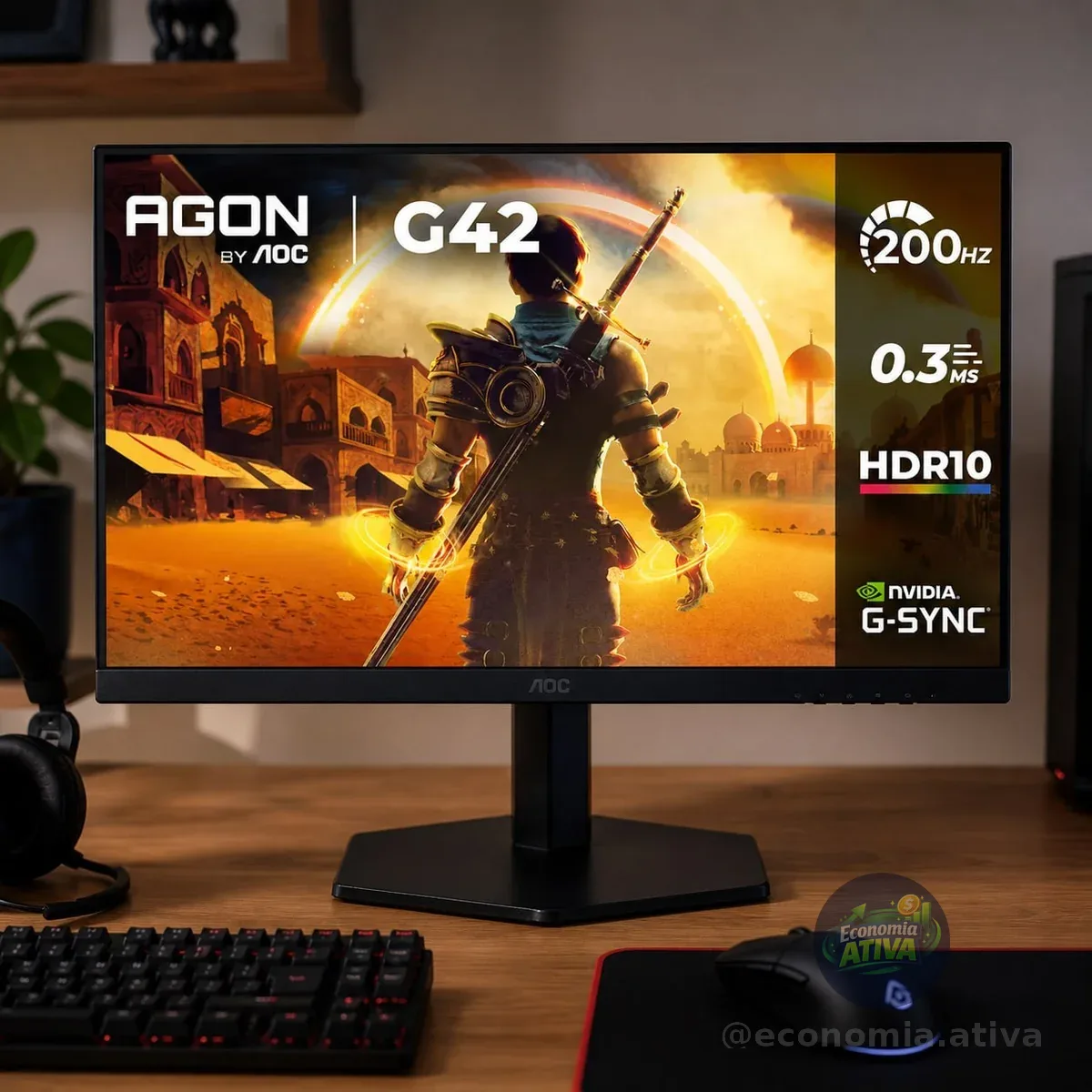 Monitor Gamer AOC AGON G42 24" 200Hz 0,3ms IPS HDR10 NVIDIA G-Sync 24G42HE