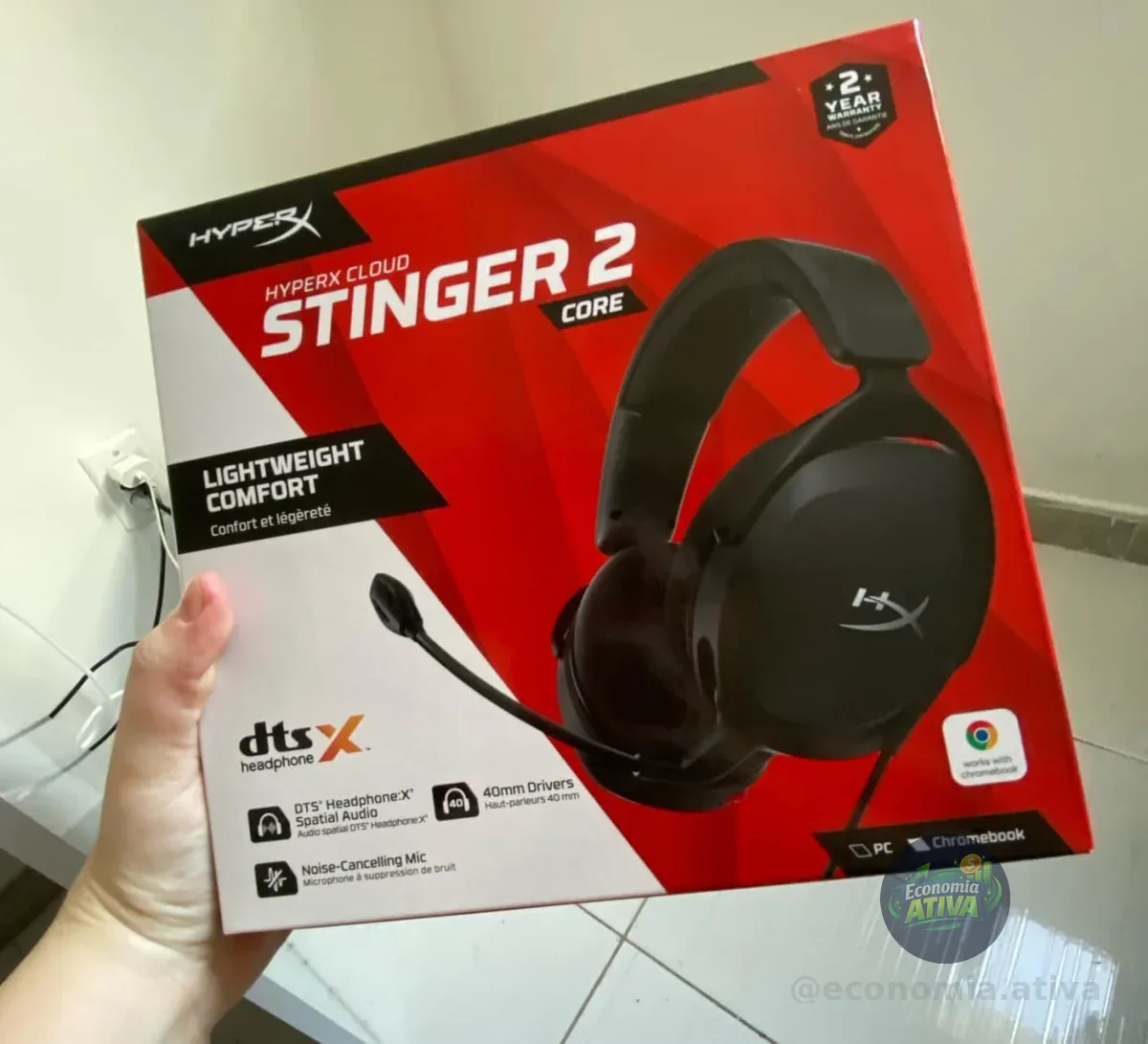 HEADSET GAMER HYPERX CLOUD STINGER 2 CORE PC PRETO