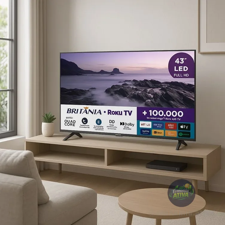 Smart Tv 43 Britânia Hdr10 Dolby Áudio Roku Tv B43kra
