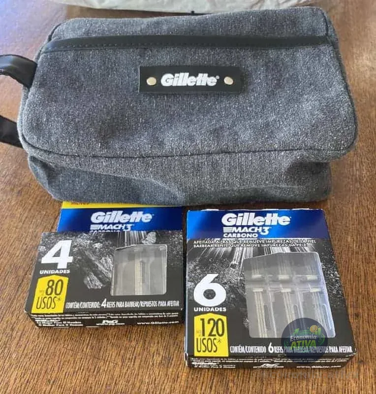 Kit Gillette Mach3 10 cargas + Necessaire, Higiene Pessoal, Cuidado com a barba, Lâminas e Aparelhos de Barbear
