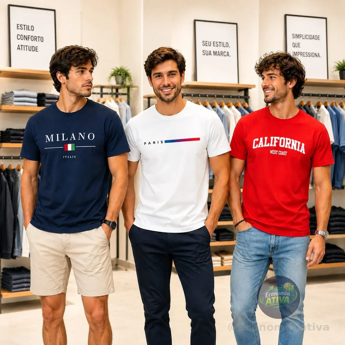 Kit 3 Camisetas Masculina 100% Algodão Premium Verão Casual