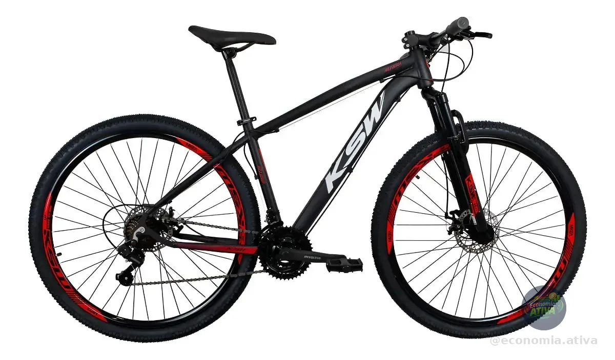 Bicicleta Aro 29 Ksw Xlt 2019 Alum Câmbios Shimano 21v Disco Cor Preto/vermelho Tamanho Do Quadro 19