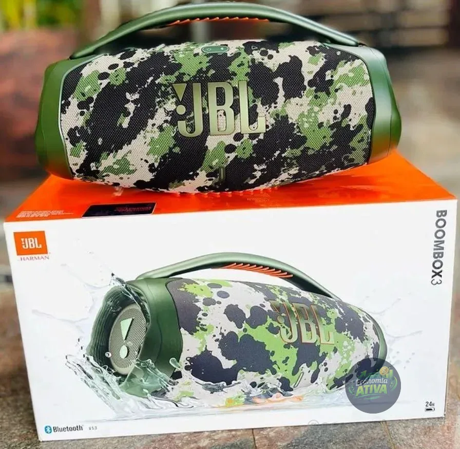 JBL, Caixa de Som, Boombox 3, Bluetooth, À Prova D'água e Poeira - Camuflada