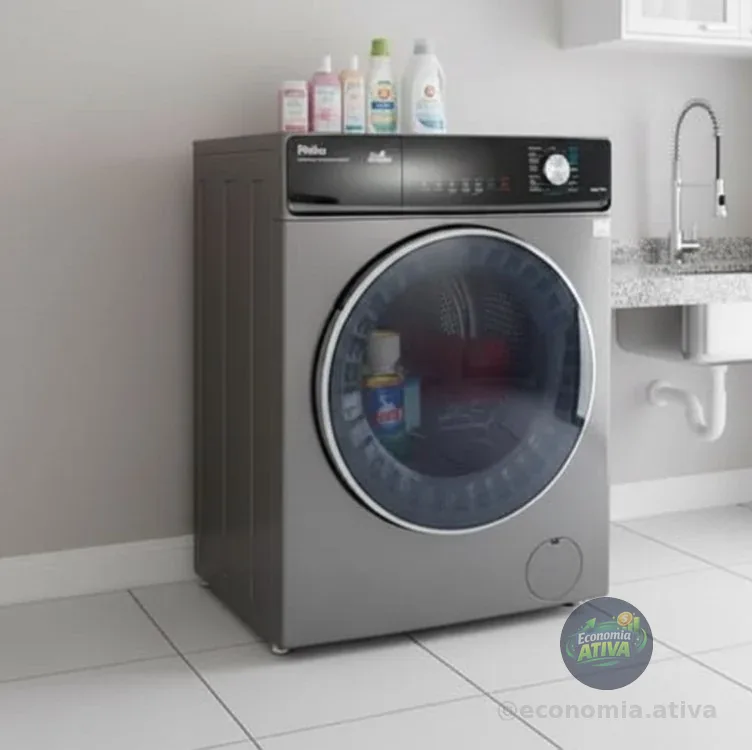 Lavadora e Secadora Philco 11kg Inverter PLS11T Titanium 220V
