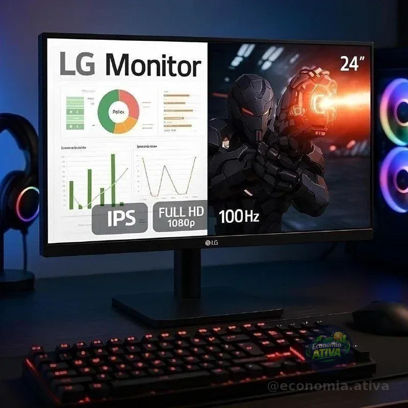 Monitor Gamer LG 24ms500-b 24ms Ips Fullhd 100hz Ajuste De Inclinação Negro Preto 127/220v