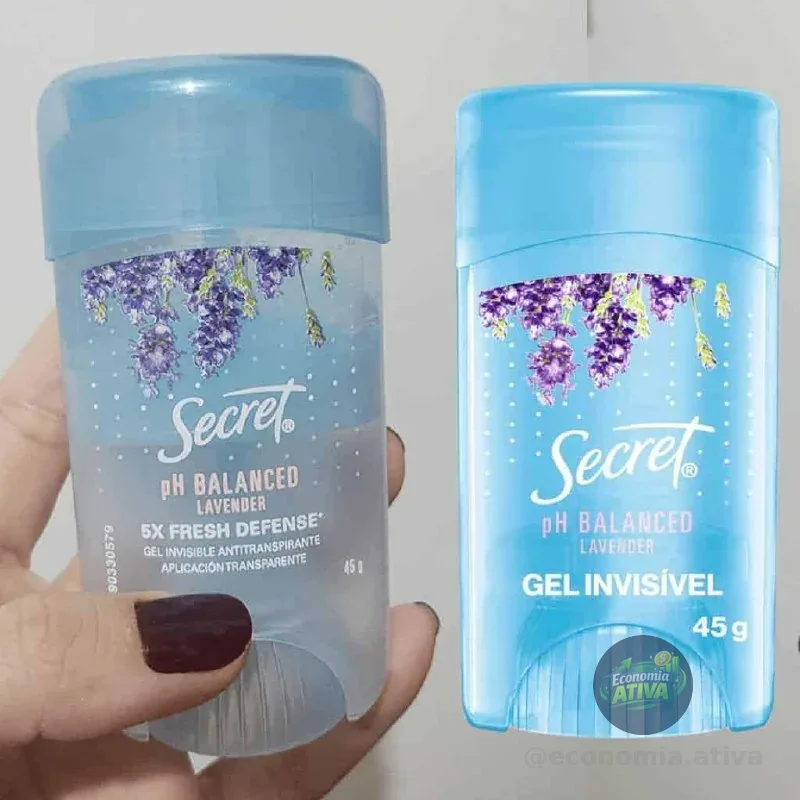 Secret Desodorante Antitranspirante em Barra Invisível pH Balanceado Lavanda 45 g