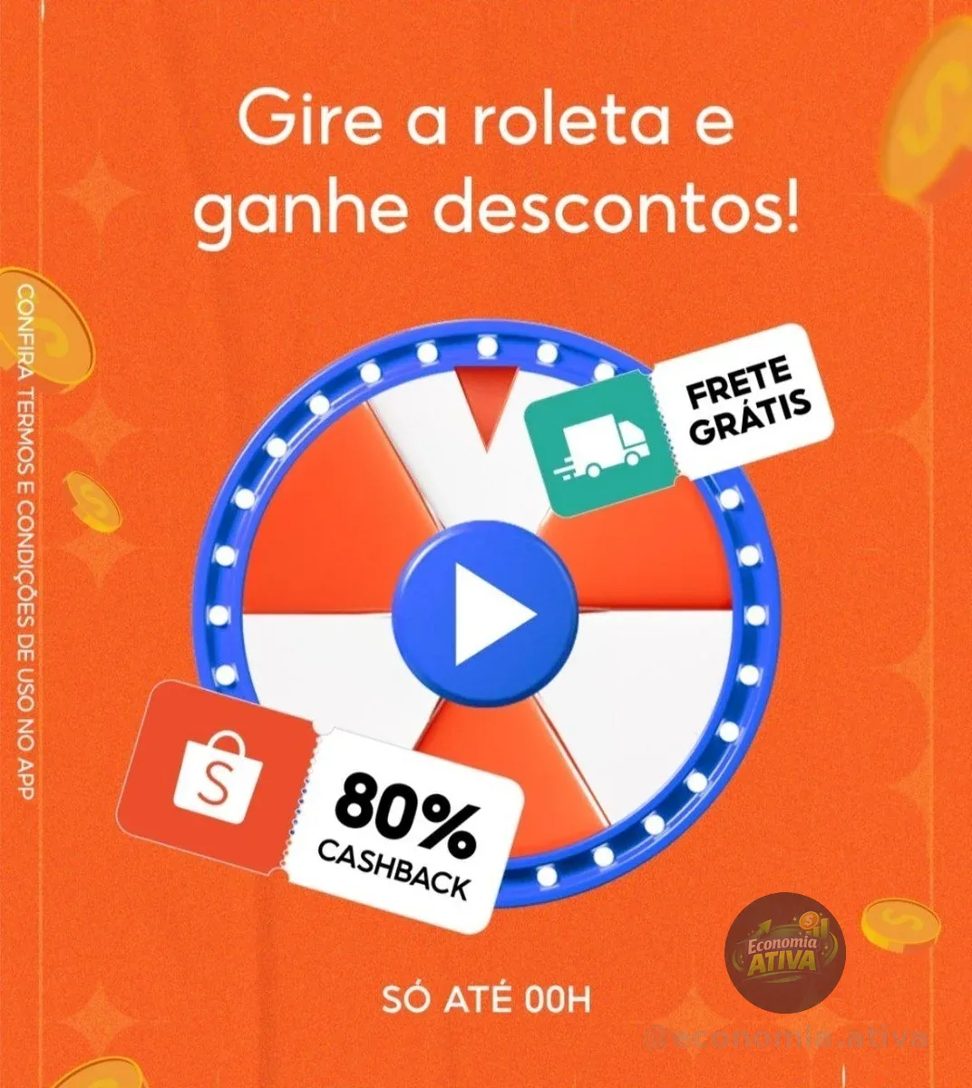 Roleta premiada na Shopee