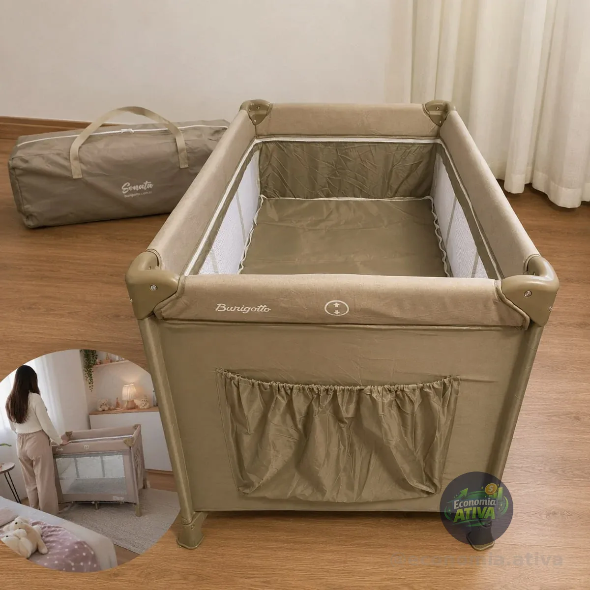 Berço Sonata Beige Recém Nascido Burigotto