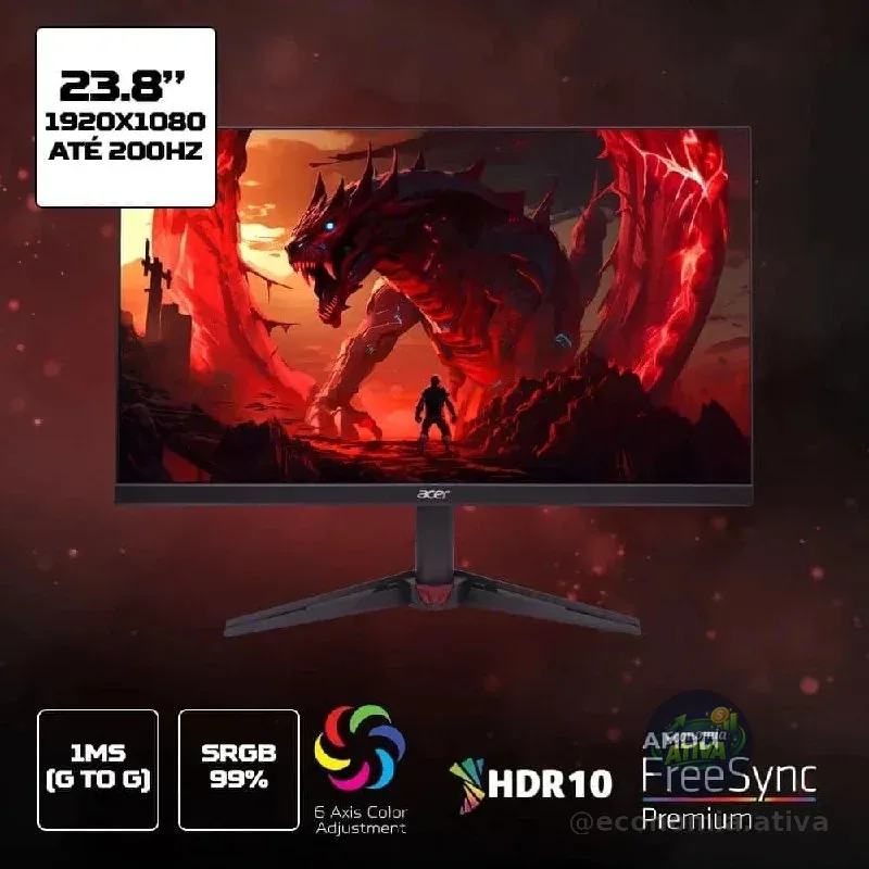 Monitor Gamer Acer Nitro Vg240y 23.8 Pol Ips Fhd 1ms