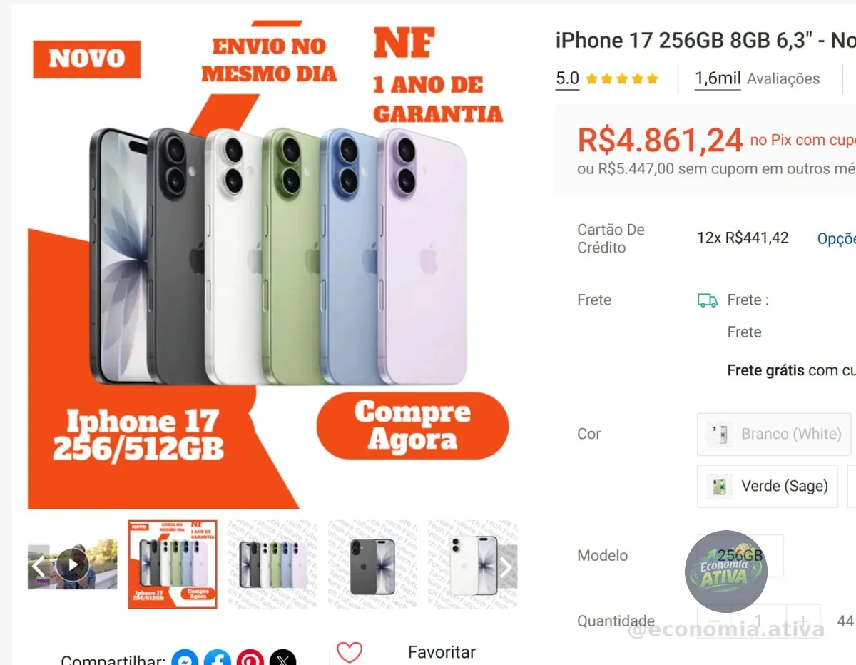 - iPhone 17 256GB 8GB 6,3" - Novo - Original - Nota Fiscal