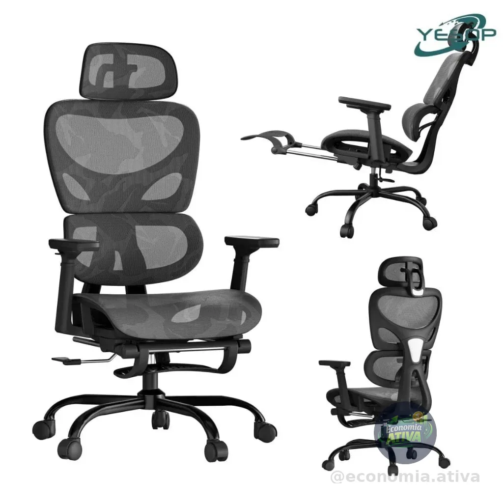 Cadeira De Escritório Ergonômica YESOP Com Apoio Lombar E De Pernas Assento Zero Gravity