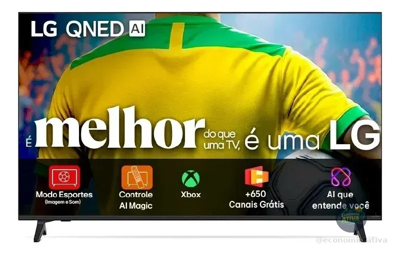 Smart TV 4K 50" LG QNED73 Portal de Games Processador AI α7 Ger8 4K Super Upscaling Google Cast