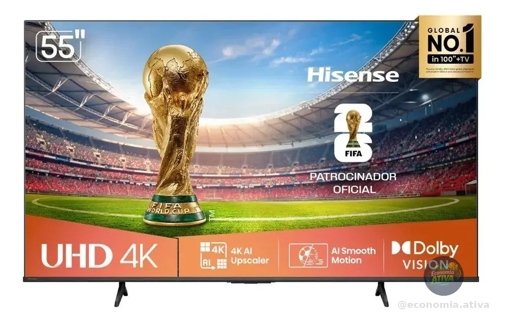 Hisense Smart TV 4K 55 Polegadas 55A6NV com Dolby Vision, HDR10, HLG, Dolby Gaming, Film Maker
