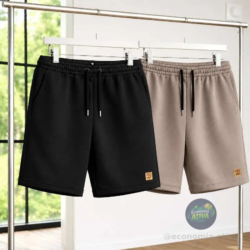 Kit 2 Bermuda Shorts Masculino Moletinho Curta